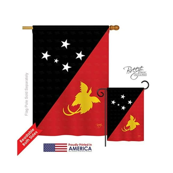 Breeze Decor 08260 Papua New Guinea 2-Sided Vertical Impression House Flag - 28 x 40 in.