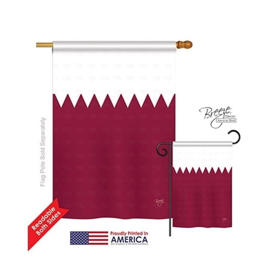 Breeze Decor 08267 Qatar 2-Sided Vertical Impression House Flag - 28 x 40 in.