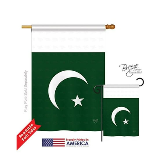 Breeze Decor 08271 Pakistan 2-Sided Vertical Impression House Flag - 28 x 40 in.