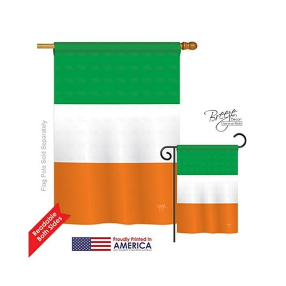 Breeze Decor 08279 Ireland Country 2-Sided Vertical Impression House Flag - 28 x 40 in.