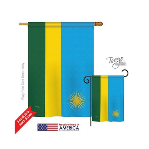Breeze Decor 08292 Rwanda 2-Sided Vertical Impression House Flag - 28 x 40 in.