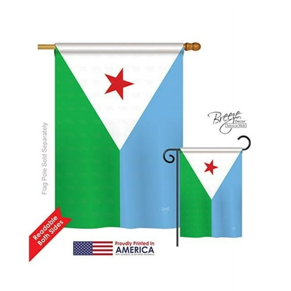 Breeze Decor 08300 Djibouti 2-Sided Vertical Impression House Flag - 28 x 40 in.