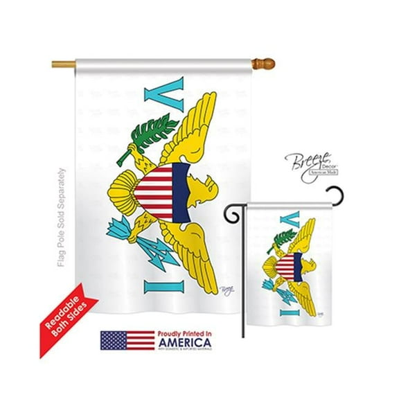Breeze Decor 08334 US Virgin Islands 2-Sided Vertical Impression House Flag - 28 x 40 in.