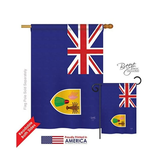 Breeze Decor 08335 Turks & Caicos 2-Sided Vertical Impression House Flag - 28 x 40 in.