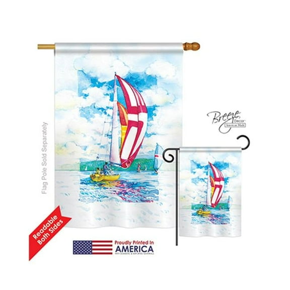 Breeze Decor 09041 Sailboats 2-Sided Vertical Impression House Flag - 28 x 40 in.