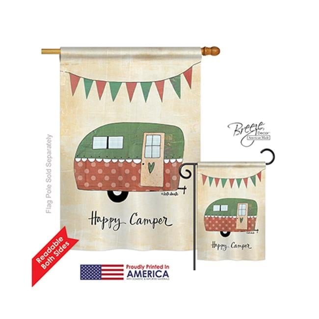 Happy Camper Multi-Color Polyester Vertical House Flag 28" x 40"