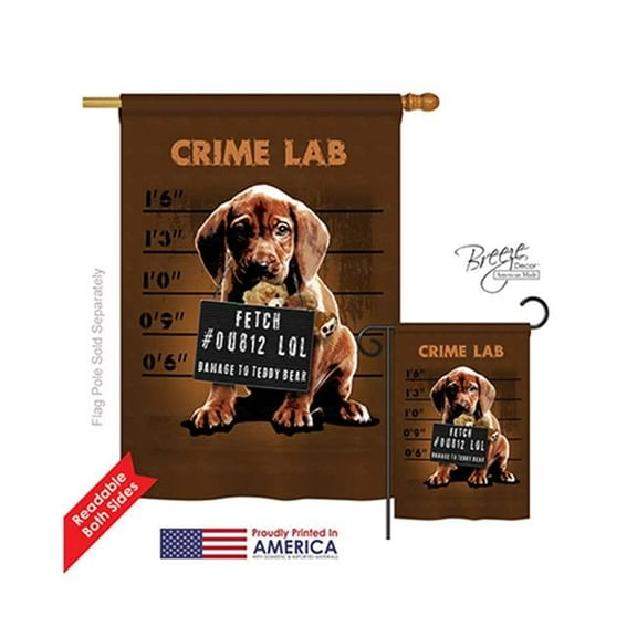 Breeze Decor 10002 Pets Crime Lab 2-Sided Vertical Impression House Flag - 28 x 40 in.