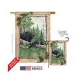 thumbnail image 1 of Breeze Decor 10043 Wildlife & Lodge Black Bear & Cubs 2-Sided Vertical Impression House Flag - 28 x 40 in., 1 of 2