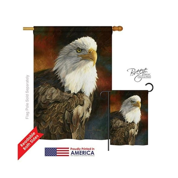 Breeze Decor 10060 Wildlife & Lodge Portrait of an Eagle 2-Sided Vertical Impression House Flag - 28 x 40 in.