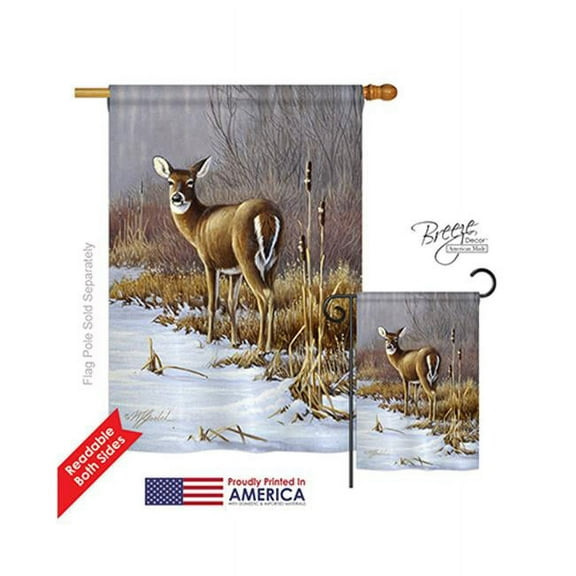 Breeze Decor 10062 Wildlife & Lodge On Alert 2-Sided Vertical Impression House Flag - 28 x 40 in.