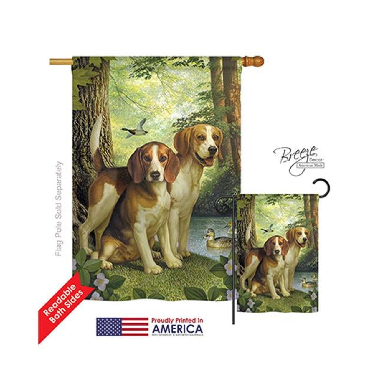 Beagles and Duck Multicolor Polyester Vertical House Flag