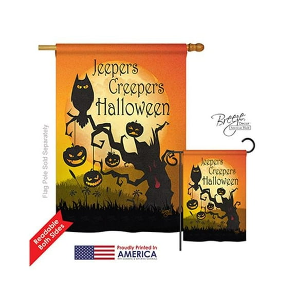 Breeze Decor 12008 Halloween Jeepers Creepers 2-Sided Vertical Impression House Flag - 28 x 40 in.