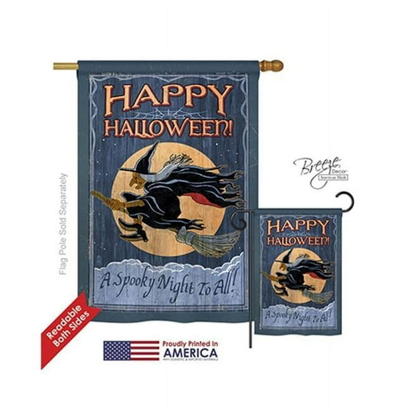 Breeze Decor 12063 Halloween A Spooky Night To All 2-Sided Vertical Impression House Flag - 28 x 40 in.
