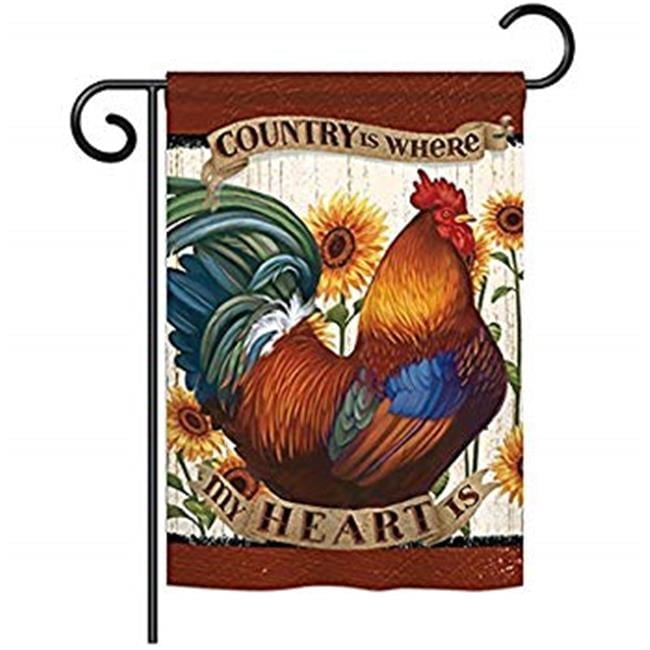 Country My Heart Patriotic Farm Animals Polyester Garden Flag