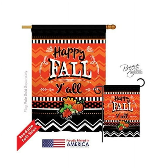 Breeze Decor 13055 Thanksgiving Happy Fall 2-Sided Vertical Impression House Flag - 28 x 40 in.