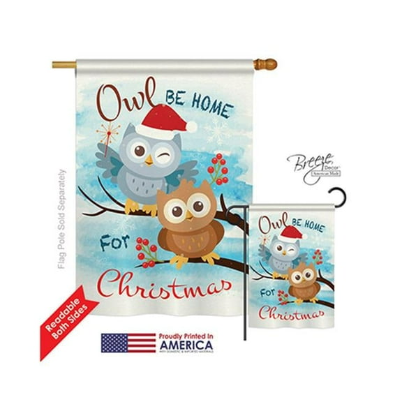 Breeze Decor 14004 Christmas Owl Xmas 2-Sided Vertical Impression House Flag - 28 x 40 in.
