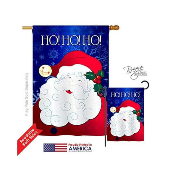 Breeze Decor 14064 Christmas Santa Ho Ho Ho 2-Sided Vertical Impression House Flag - 28 x 40 in.