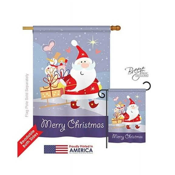 Breeze Decor 14089 Christmas Santas Star 2-Sided Vertical Impression House Flag - 28 x 40 in.