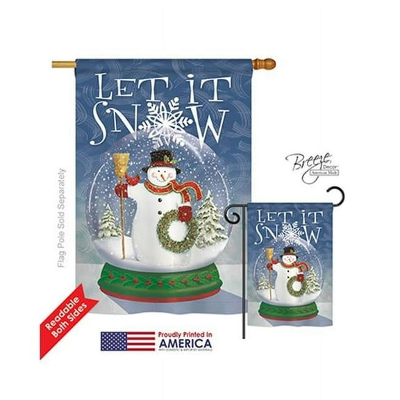 Breeze Decor 14101 Christmas Snow Globe Snowman 2-Sided Vertical Impression House Flag - 28 x 40 in.