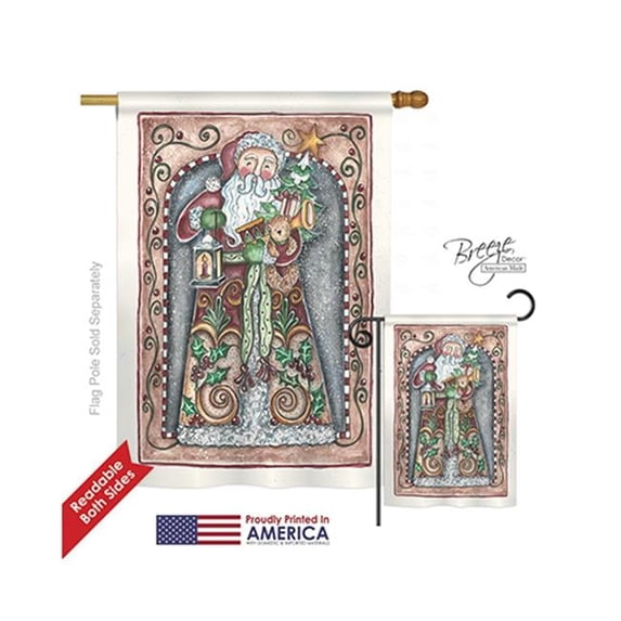 Breeze Decor 14128 Christmas Santa Toys & Lamp 2-Sided Vertical Impression House Flag - 28 x 40 in.