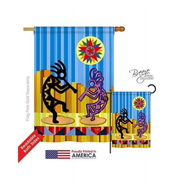 Breeze Decor 15079 Southwest Kokopelli Dream 2-Sided Vertical Impression House Flag - 28 x 40 in.