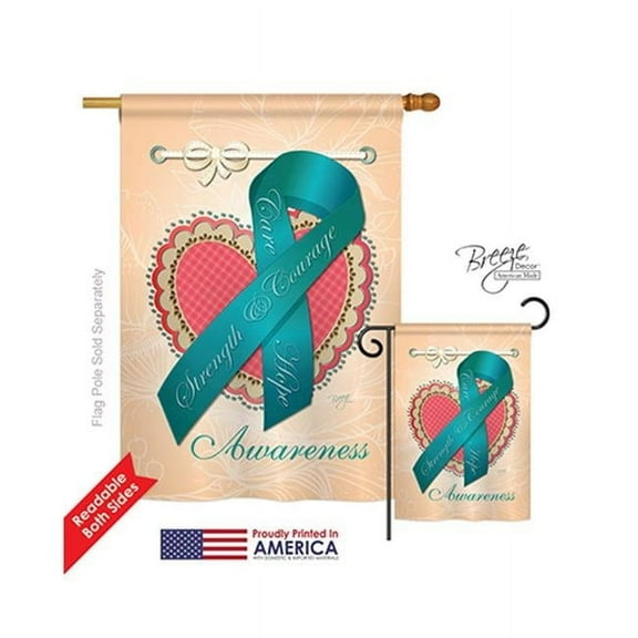 Breeze Decor 15095 Ovarian Awaress 2-Sided Vertical Impression House Flag - 28 x 40 in.