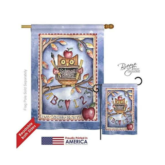 Breeze Decor 15107 School & Education Owl Live Laugh Learn 2-Sided Vertical Impression House Flag - 28 x 40 in.