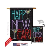 Breeze Decor 16009 New Year New Year Martini 2-Sided Vertical Impression House Flag - 28 x 40 in.