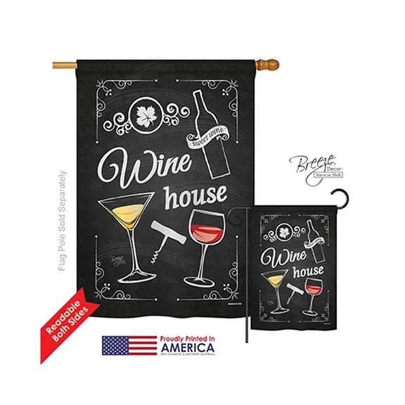 Breeze Decor 17002 Wine House 2-Sided Vertical Impression House Flag - 28 x 40 in.
