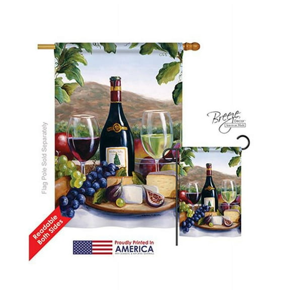 Breeze Decor 17025 Red & White Wine 2-Sided Vertical Impression House Flag - 28 x 40 in.