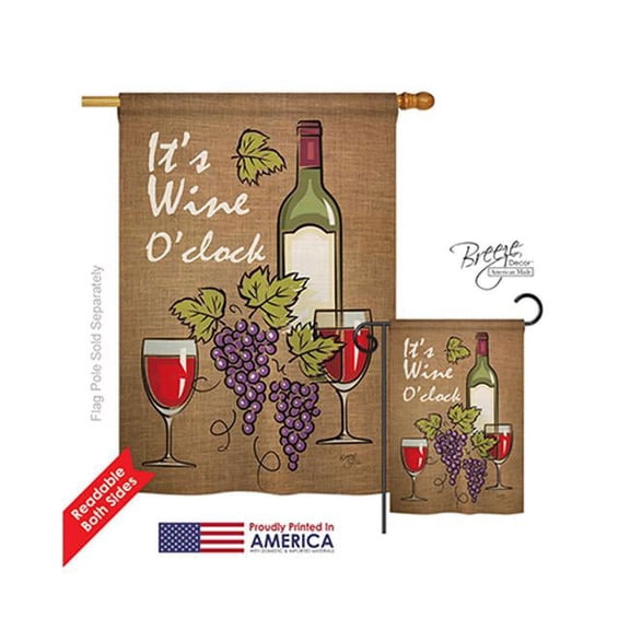 Breeze Decor 17033 Its Wine 2-Sided Vertical Impression House Flag - 28 x 40 in.