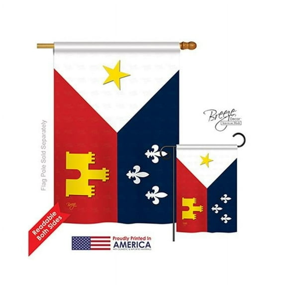 Breeze Decor 18008 Mardi Gras Acadiana 2-Sided Vertical Impression House Flag - 28 x 40 in.