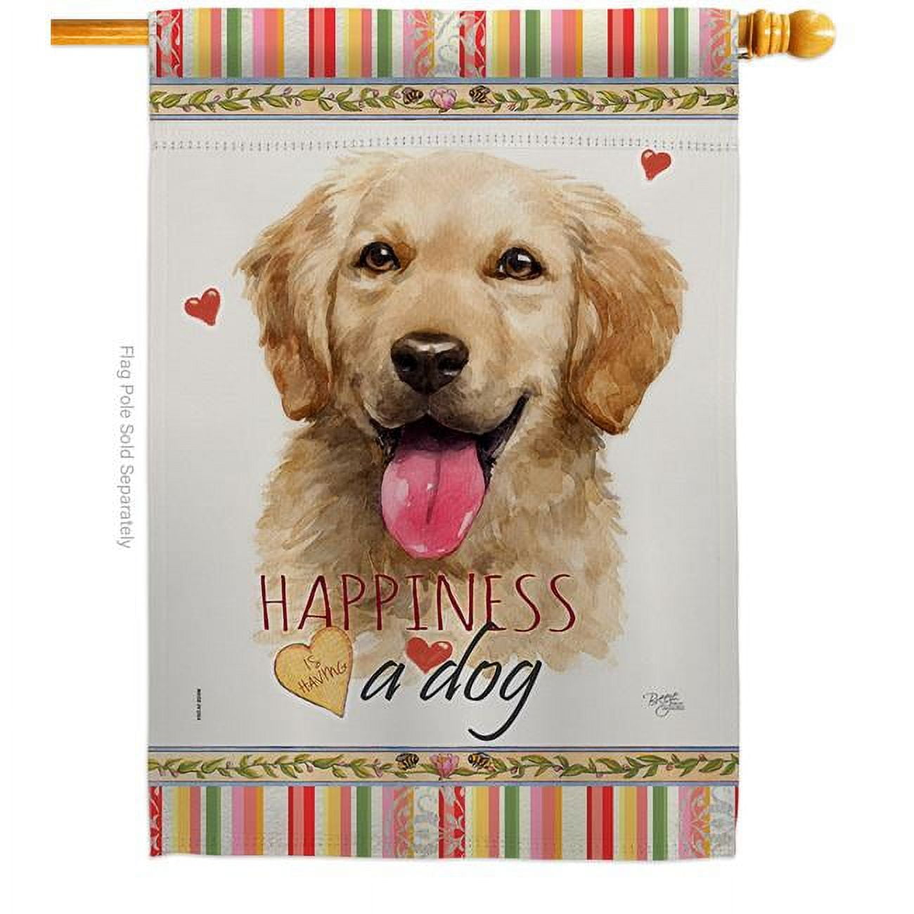 Golden Retriever Happiness Double-Sided Polyester House Flag