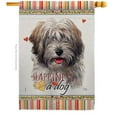 thumbnail image 1 of Breeze Decor  28 x 40 in. Dog Tibetan Terrier Happiness Double-Sided Decorative Vertical House Flag, 1 of 1