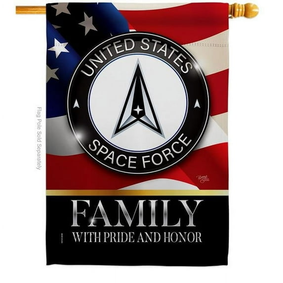 Breeze Decor  28 x 40 in. US Space Force Family Honor House Flag with Armed Forces Double-Sided Decorative Vertical Decoration Banner Garden Yard Gift