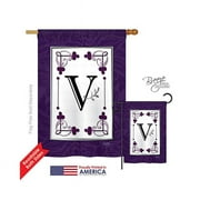 Breeze Decor 30022 Classic V Monogram 2-Sided Vertical Impression House Flag - 28 x 40 in.
