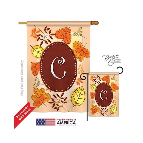 Breeze Decor 30029 Autumn C Monogram 2-Sided Vertical Impression House Flag - 28 x 40 in.