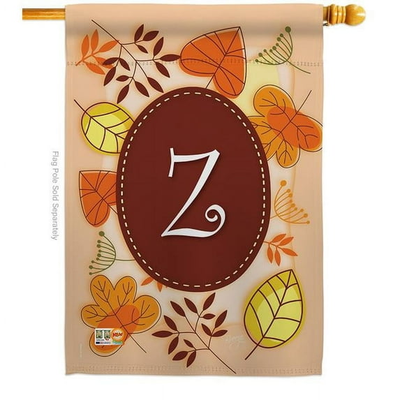 Breeze Decor 30052 Autumn Z Monogram 2-Sided Vertical Impression House Flag - 28 x 40 in.