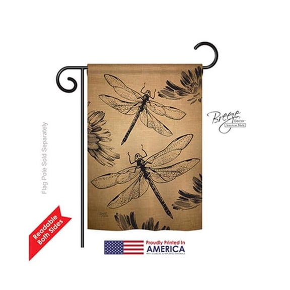 Breeze Decor 54001 Dragonfly Burlap 2-Sided Impression Garden Flag - 13 x 18.5 in.