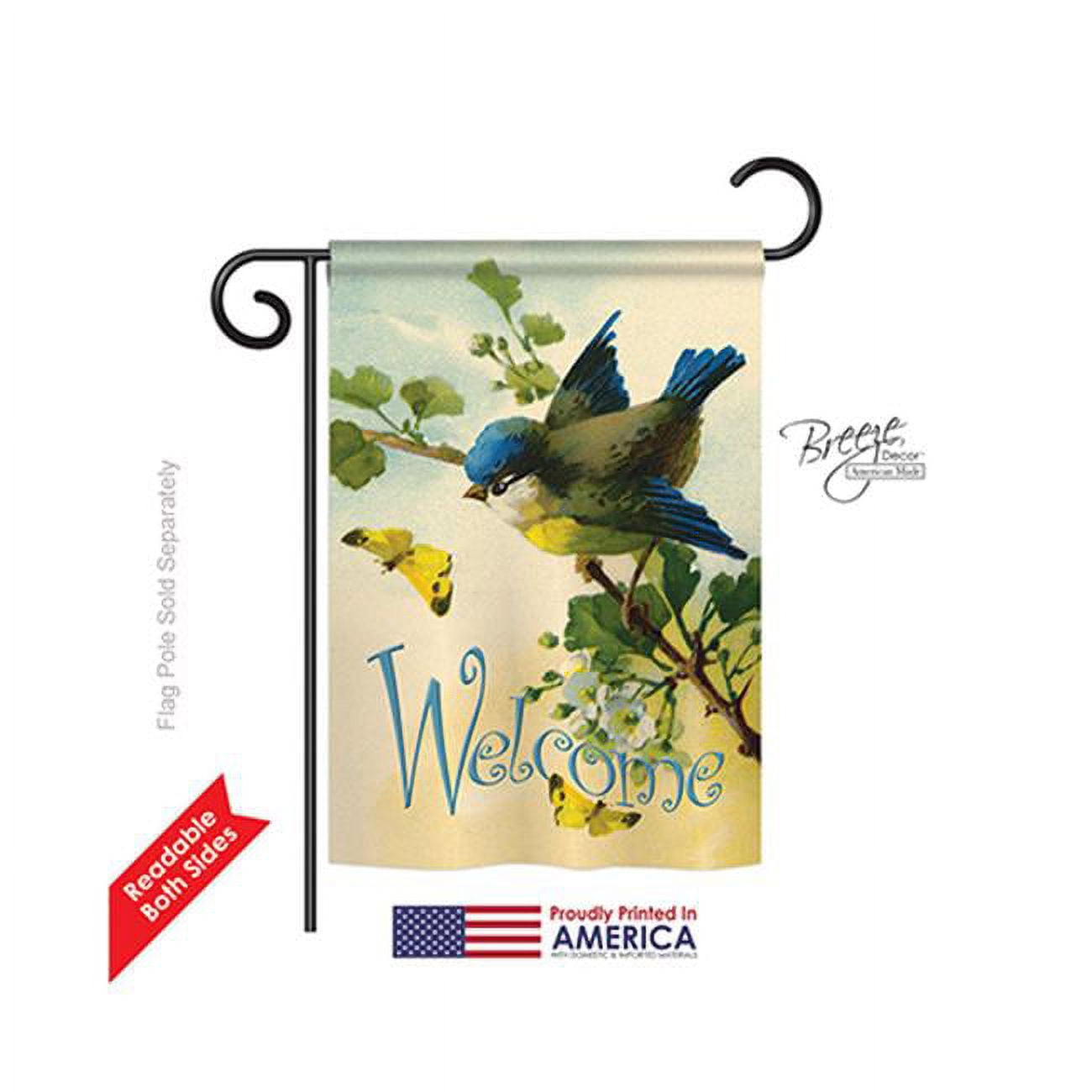 Multi-Color Polyester Garden Flag with Birds Design, 13" x 18.5"