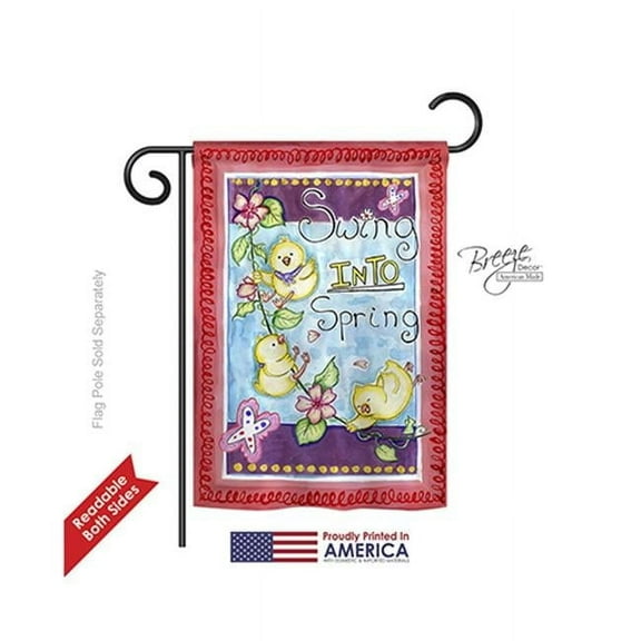 Breeze Decor 55045 Birds Swing into Spring 2-Sided Impression Garden Flag - 13 x 18.5 in.