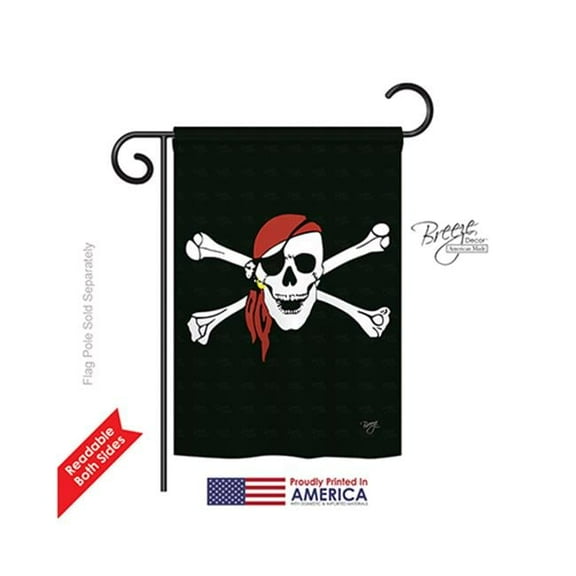 Breeze Decor 57042 Pirate Red Bandana 2-Sided Impression Garden Flag - 13 x 18.5 in.