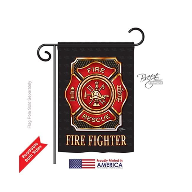 Patriotic Black Polyester Fire Fighter Garden Flag, 13" x 18.5"