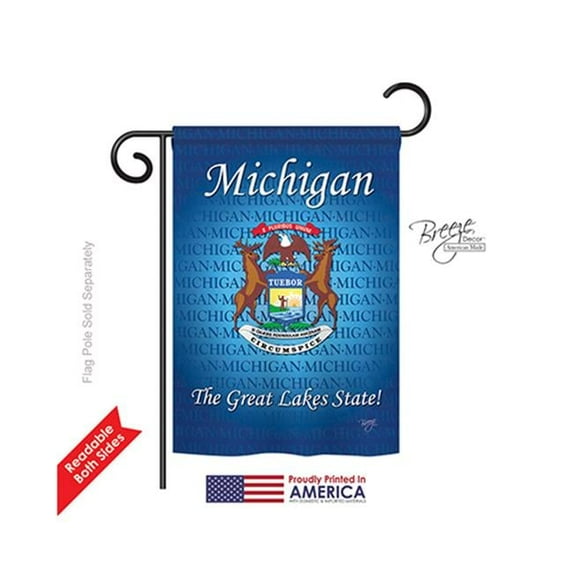Breeze Decor 58105 States Michigan 2-Sided Impression Garden Flag - 13 x 18.5 in.