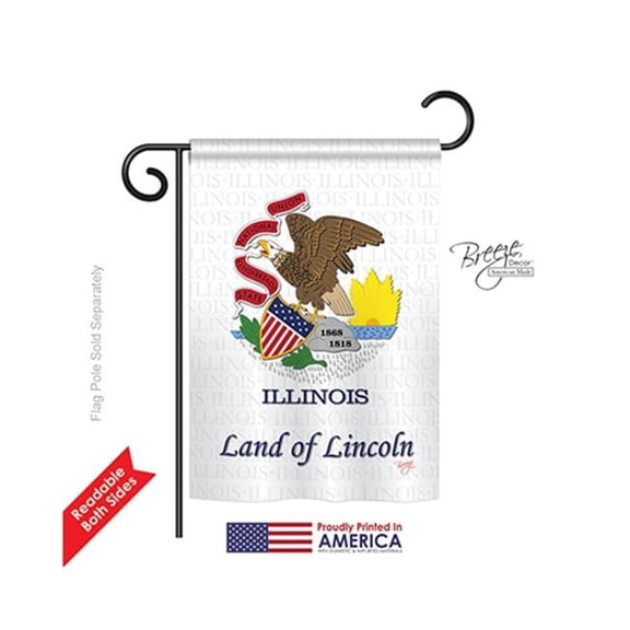 Breeze Decor 58113 States Illinois 2-Sided Impression Garden Flag - 13 x 18.5 in.