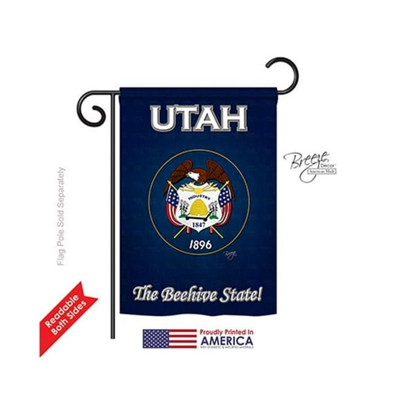 Breeze Decor 58114 States Utah 2-Sided Impression Garden Flag - 13 x 18.5 in.