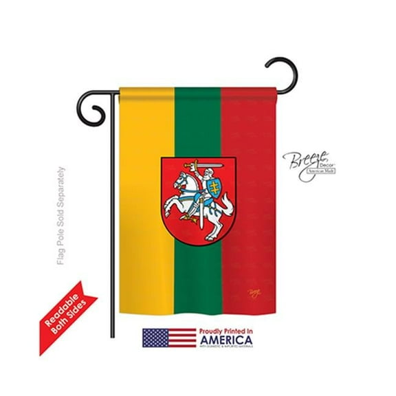 Breeze Decor 58198 Lithuania 2-Sided Impression Garden Flag - 13 x 18.5 in.