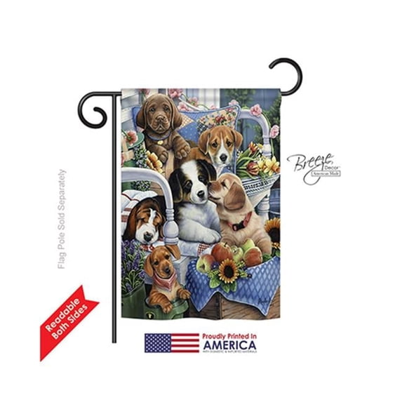 Breeze Decor 60050 Pets Country Pups 2-Sided Impression Garden Flag - 13 x 18.5 in.