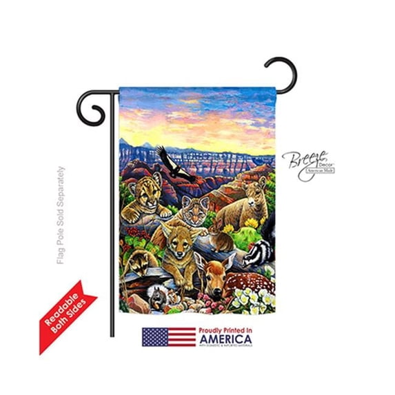 Breeze Decor 60064 Wildlife & Lodge Canyon Friends 2-Sided Impression Garden Flag - 13 x 18.5 in.