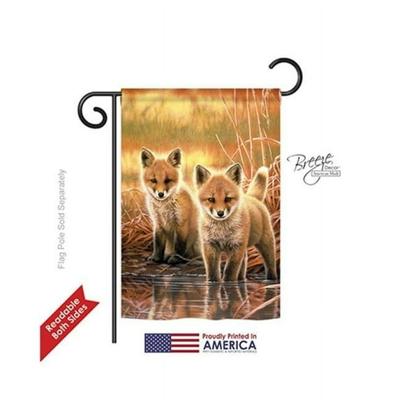 Breeze Decor 60086 Wildlife & Lodge Foxes 2-Sided Impression Garden Flag - 13 x 18.5 in.